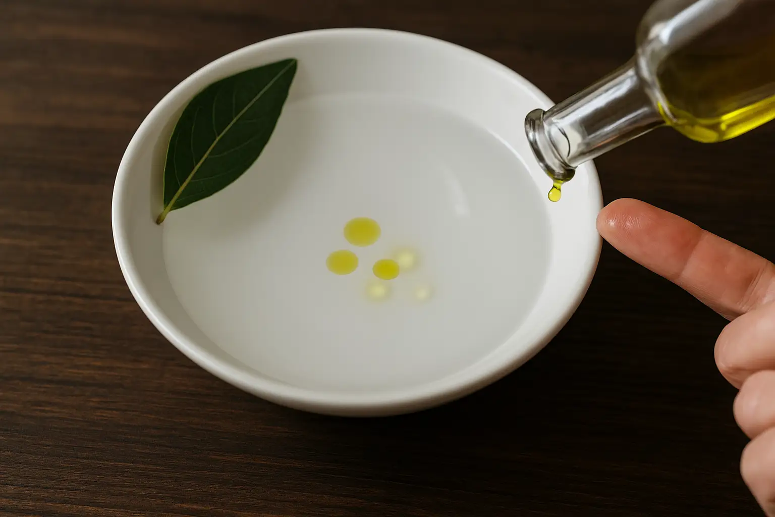 Plato con agua y gotas de aceite de oliva, ritual tradicional para detectar el mal de ojo