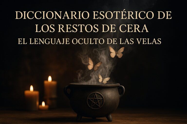 Caldero negro con pentáculo, mariposas de humo y restos de cera en ritual mágico de interpretación esotérica por Margui Centeno.