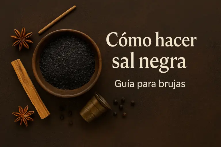 Preparación paso a paso de la sal negra mágica en un altar de brujería