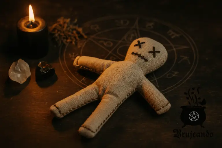 Muñeco artesanal usado en rituales, ejemplo claro de cómo hacer y usar muñecos en tu brujería